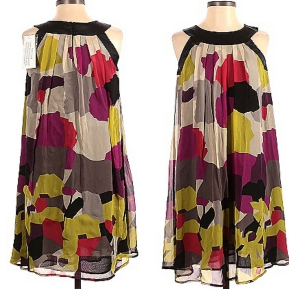 French Connection Silk Colorblock Cocktail Mini Dress Size 2 - Picture 5 of 11